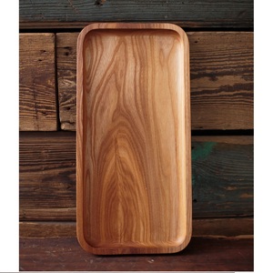 Plateau de service en bois naturel simple et fonctionnel avec poignée double face plateau de rangement pour aliments et fruits - Product Image 3