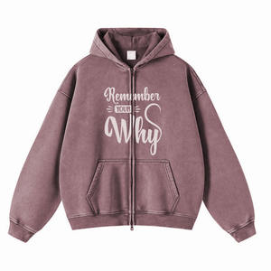 Sweat à capuche personnalisé lavé à l'acide pour garçons fermeture éclair grande taille à manches longues sérigraphié logo sweats à capuche à la mode pour adulte - Product Image 2