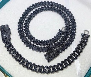 Plata de Ley 925, moissanita negra, Barbilla cubana, hermosa pulsera de moissanita negra, fabricación para joyería de hip hop - Product Image 2