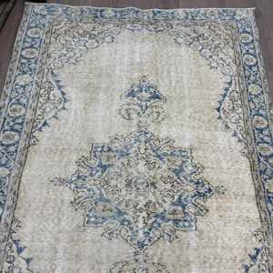 Alfombra Turca, Alfombra de 5.1x7.8 pies, Alfombra Azul Ikat - Product Image 4