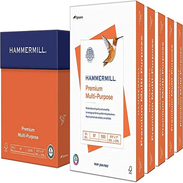 Melhor Qualidade Hammermill A4 Papel 70gsm, 75gsm, 80gsm 8 1 2X11 Hammermill A4 papel de cópia 20lb 8,5x11 polegadas, 11x17 polegadas