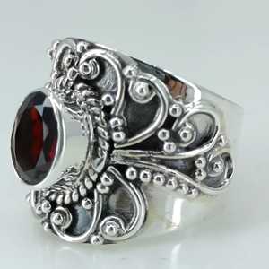 Navya Craft 925 Sterling <b>Silver</b> Handmade <b>Ring</b> Natural <b>Garnet</b> Oval Bezel Set Women's Sizes 4 to 14 US Perfect Gift - Product Image 3