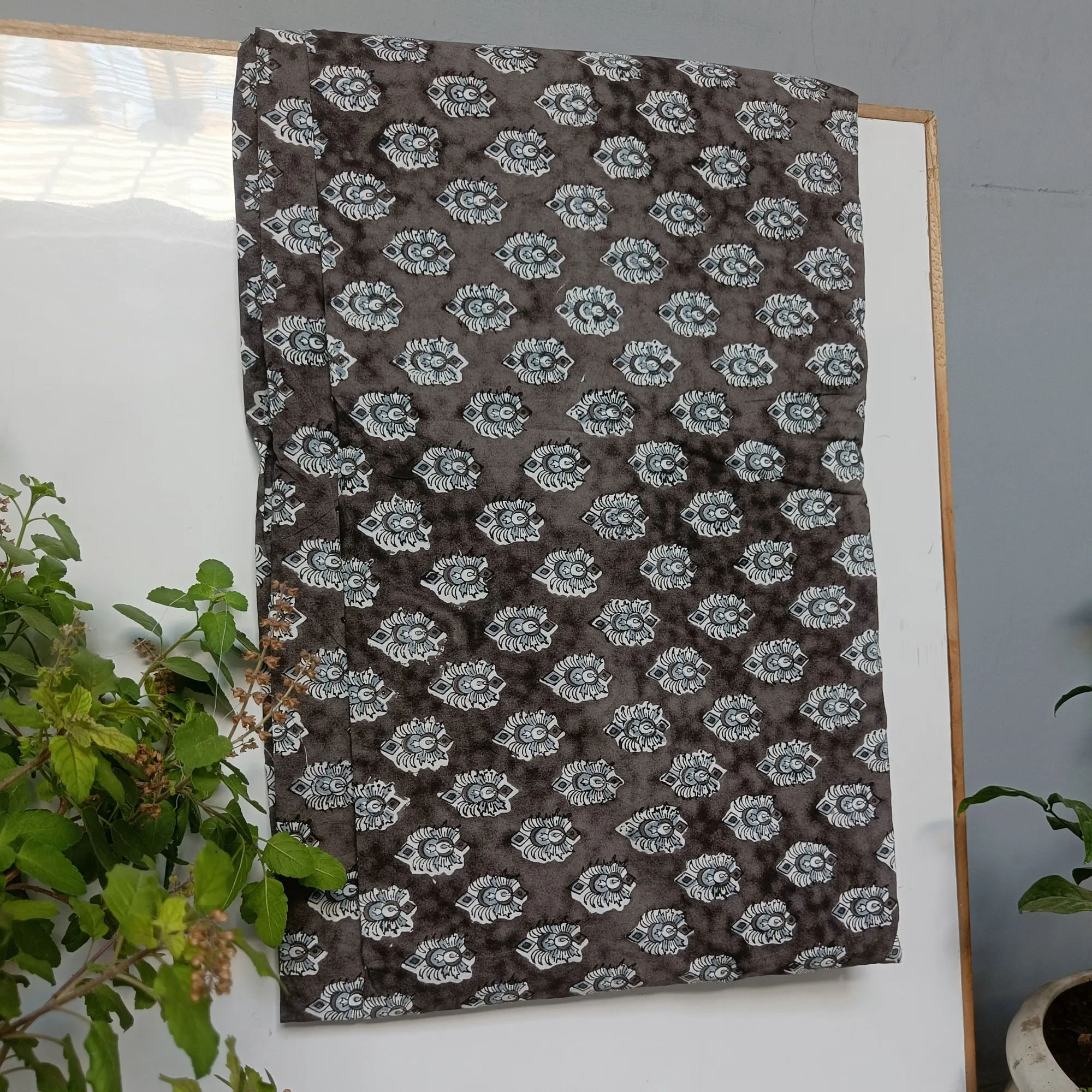 ผ้าคอตตอนพิมพ์ลายไม้ขนาดใหญ่ผ้าคอตตอนพิมพ์ลายบล็อกด้วยมือ