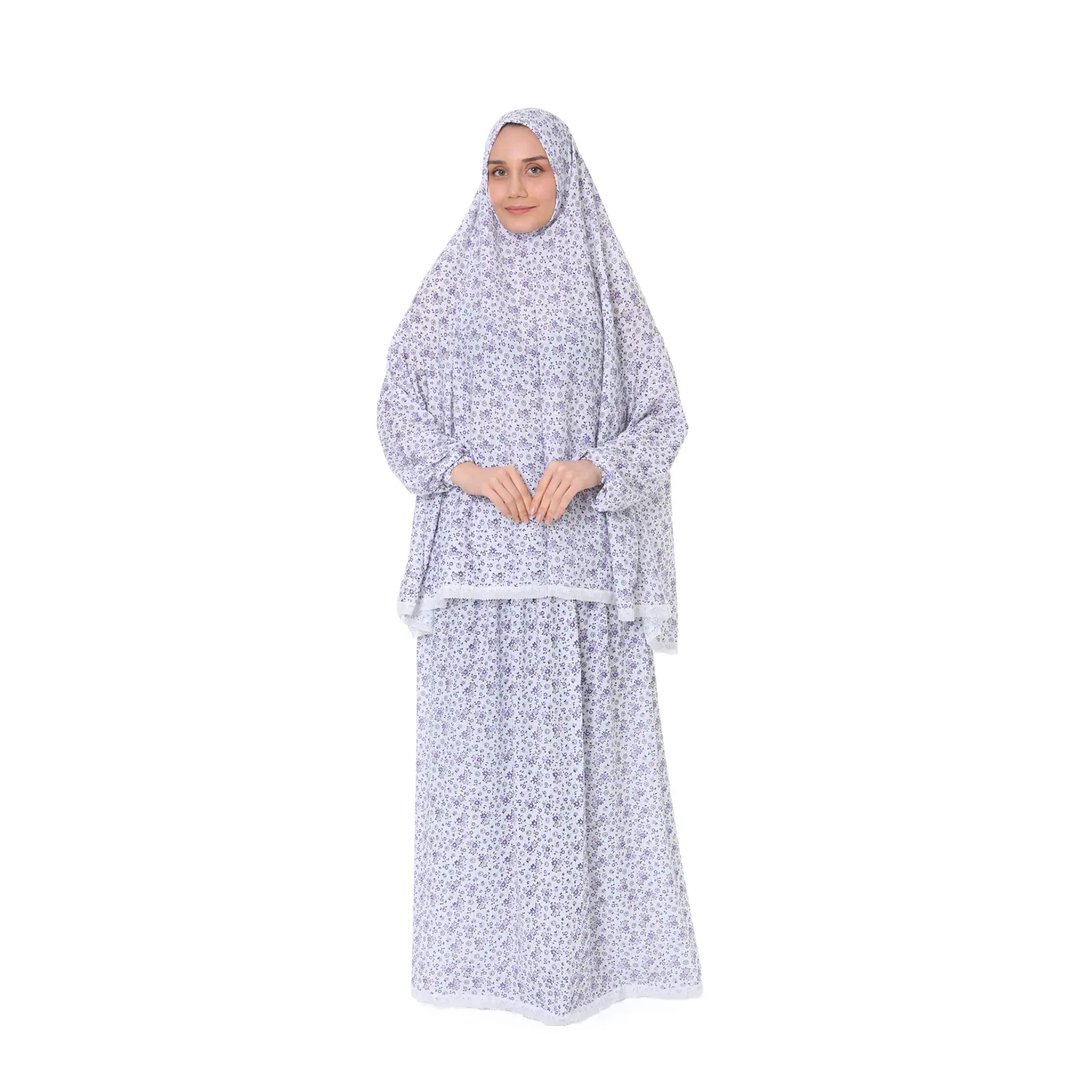 Aangepaste Jurk Moslim Vrouw Stijlvolle Casual Midden-Oostelijke Kalkoen Effen Kleur Casual Tweedelige Set Hijab Abaya