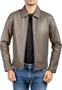 Veste en cuir véritable pour homme, bleu, coupe ajustée, fermeture éclair, style moto, vêtement décontracté pour la vente en gros et l'OEM - Product Image 2