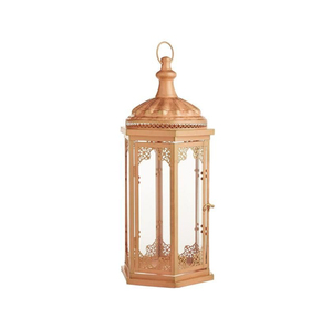 Farol Marroquí Decorativo de Metal y Vidrio con Diseño Árabe, Color Dorado, Decoración de Iluminación para Sala de Estar, Faroles para Velas - Product Image 5