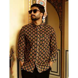 เสื้อเชิ้ตผ้าป๊อปลินลายพิมพ์ลำลองสำหรับผู้ชาย แขนยาว ลายจุด ไซส์ XL ระบายอากาศได้ดีและมีสไตล์ แฟชั่น ODM - Product Image 1