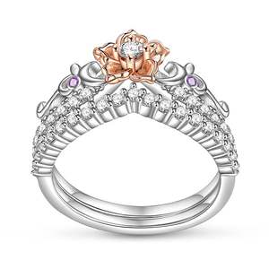 Ensemble de bagues de promesse Jeulia en or rose et argent sterling bicolore, bijoux de mode - Product Image 3