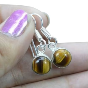 Pendientes de piedras preciosas de ojo de tigre de Plata de Ley 925, joyería hecha a mano, pendientes de estilo bohemio, joyería para mujer, regalo de boda - Product Image 1