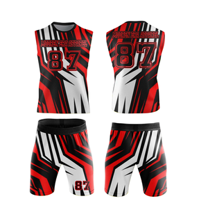 Conjunto de Uniforme de Voleibol Modern Era Apparel, Sublimado, 87, Rojo, Negro, Blanco, Patrón Geométrico, Unisex, Ajuste Atlético, para Todas las Temporadas - Product Image 1