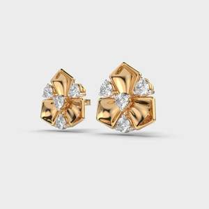 14K <b>Gold</b> Push Back <b>Studs</b> Unique Diamond <b>Studs</b> Four Stone Cut Moissanite Engagement Wedding <b>Earrings</b> Direct from India - Product Image 6
