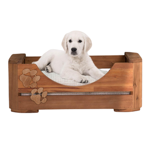 Cama de madera para perros, estampado de pata, muebles de madera para mascotas OEM del fabricante vietnamita según requisitos personalizados de mayoristas - Product Image 1