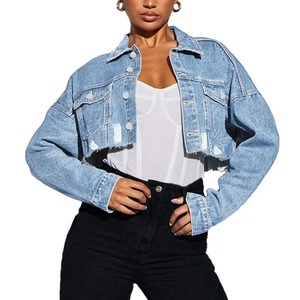 Vente en gros Veste en jean à capuche pour femme délavée personnalisée Premium 100% Veste en jean en coton biologique élégante - Product Image 5