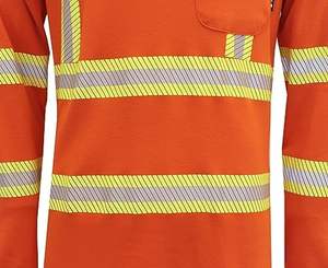 Camisa de construcción de manga larga naranja para hombre, tiras reflectantes de seguridad resistentes al fuego y soldadura, botón frontal, ropa de seguridad para el trabajo - Product Image 6