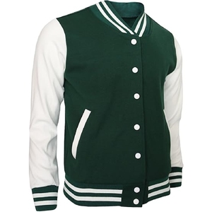 Veste universitaire classique pour homme, vert foncé et blanc, authentique, style bomber, avec manches contrastées - Product Image 6