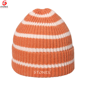 หมวกถักลายอะคริลิคสำหรับผู้ชายและผู้หญิงหมวกบีนนี่ลายทางทำจาก100% - Product Image 5