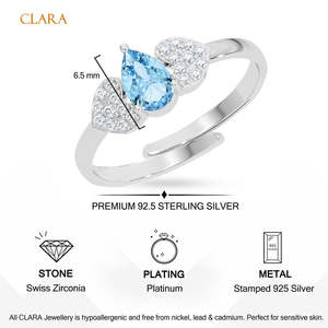 Anillos de Plata de Ley 925 de Primera Calidad para Mujer, Chapados en Rodio con Topacio, Zirconia o Diamante Corte Pera, Joyería para Hombre - Product Image 5