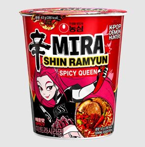 บะหมี่กึ่งสำเร็จรูปพรีเมียมรสเผ็ดเกาหลี นงชิม ชินรามยอน คิวพ็อป เดมอน ฮันเตอร์ส  แบบถ้วย 65 กรัม จำหน่ายส่ง - Product Image 3