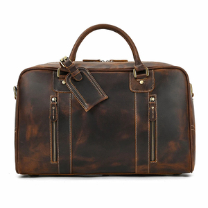 Sac de voyage en cuir de vachette pleine fleur Weekender Duffle avec compartiment à chaussures sac de voyage en cuir véritable de grande capacité - Product Image 3
