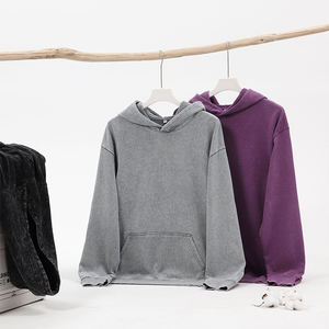 Sudaderas con Capucha Personalizadas para Hombre, 370GSM, Lavado Ácido, Estilo Batik Retro, Desgastadas, Extra Grandes, de Algodón y Poliéster con Bordado - Product Image 1