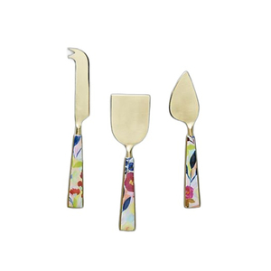 Nouveauté Ensemble de 3 fromages en acier inoxydable personnalisés de qualité supérieure avec poignée multicolore Ustensiles de cuisine pour hôtel - Product Image 1