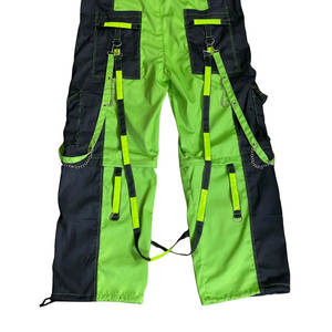 Pantalon gothique néon pour homme, vert et noir, jambes fendues, boucles, sangles, chaînes, cargo, emo 2026 - Product Image 6