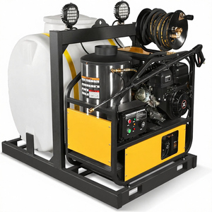 Nettoyeur haute pression à eau chaude à moteur essence 4000 PSI 4 GPM 420 cc 13,4 CV avec démarrage électrique, monté sur châssis avec réservoir de 175 gallons - Product Image 1