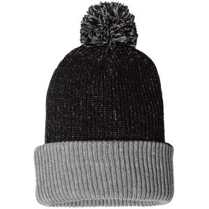 Bonnet en acrylique pompon en gros, bonnet personnalisé avec logo brodé sur le revers, bonnet ample et décontracté avec logo brodé - Product Image 1