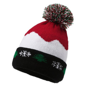 Noël tricoté chapeaux enfants hiver chapeau drôle noël tricot <span class=keywords><strong>pompon</strong></span> <span class=keywords><strong>bonnet</strong></span> chaud Festival bonnets avec broderie garçon fille - Product Image 1
