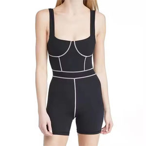 Ensemble de yoga 2 pièces respirant léger de haute qualité pour femmes approvisionnement OEM sans couture Spandex Polyester solide grande taille taille élastique - Product Image 1