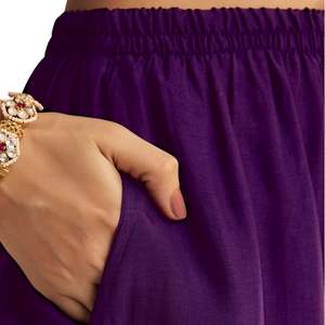 <b>Purple</b> Zardosi Work Dola Silk Kurta Palazzo Suit With Organza Dupatta Wholesale Women Ethnic Apparel OEM Clothing Factory Bulk - Product Image 6