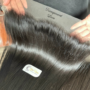 Precio al por mayor producto suizo encaje transparente y encaje HD 13x6 pelo liso Natural Frontal 100% cutícula alineada cabello humano Real - Product Image 1
