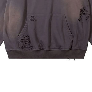 Sweat à capuche personnalisé 400/500 Gsm lourd lavage vintage sweat à capuche court en coton épais usé patch broderie lavé sweat à capuche zippé - Product Image 5