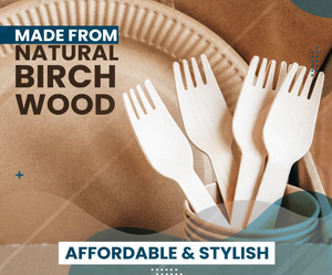 Tenedor de madera de alta calidad Cubiertos ecológicos naturales degradables - Product Image 6