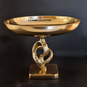 Forme ovale en acier inoxydable couleur dorée décoratif fleur en laiton design élégant décoration d'anniversaire support à gâteau - Product Image 2