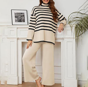 Combinaisons deux pièces pour femmes, pantalon de survêtement décontracté à taille haute et jambes larges, coupe-vent de printemps, yoga, sport, imprimé uni - Product Image 5