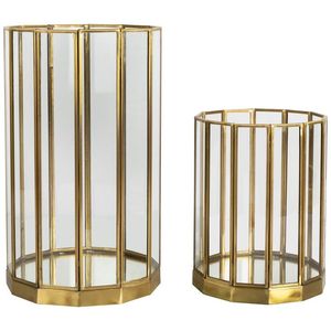 Porte-bougie en métal fait à la main Unique Ins Style Royal Christmas Home Decor avec bougie noire forme cylindrique en verre transparent - Product Image 2