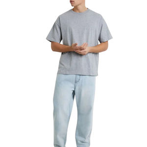 Camisetas de algodón orgánico Heavyweight 100% personalizadas, ropa de calle de gran tamaño con hombros caídos para hombres, 240 gramos de peso de tela - Product Image 2