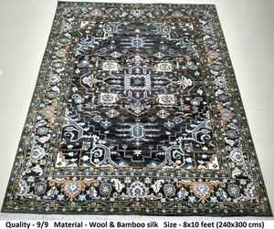 Tapis en laine et soie noué à la main de haute qualité, écologique, antidérapant, design moderne et luxueux, personnalisé pour la maison, le bureau, la prière - Product Image 3