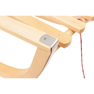 Luge en bois de hêtre avec dossier amovible, patins en acier de 88 cm, finition naturelle laquée écologique, vente en gros, personnalisable - Product Image 4