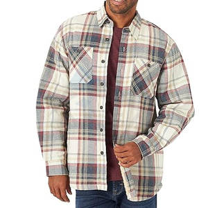 Mens <b>Sherpa</b> <b>Lined</b> <b>Shirt</b> Jacket Long Sleeve Rugged Winter Overshirt with Fleece Lining for Cold Conditions Light Beige Heather - Product Image 1