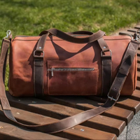 Sac de Voyage Week-end Luxe Décontracté en Cuir Véritable et Polyester, avec Fermeture Éclair, Sac Bandoulière, Sac de Sport Grande Capacité Durable