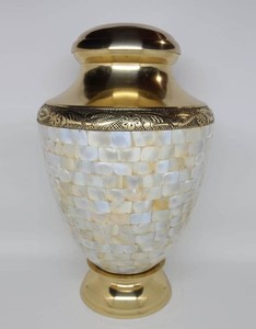 Urna de cenizas de cremación blanca Brampton de latón Urnas de cremación para adultos con bolsa de terciopelo gratis - Product Image 2