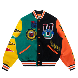 Precio al por mayor, diseño personalizado, parches de chenilla bordados, Mangas de cuero genuino, chaqueta universitaria de béisbol Letterman - Product Image 6