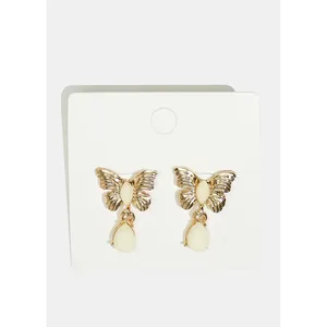 Orecchini Pendenti Trendy Placcati Oro con Farfalla Smaltata, Design a Goccia in Lega di Rame con Motivi Floreali e Geometrici per Feste - Product Image 4