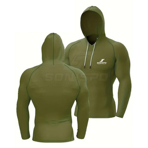 Sweat-shirts de compression pour adultes au design tendance, à manches longues, en tissu respirant polyester/coton et avec poche, pour la saison hivernale - Product Image 2