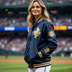 Chaqueta Bomber de punto polar con hombros caídos para mujer, Color sólido, manga larga, doble cremallera, transpirable y resistente al viento, forro de algodón - Product Image 6