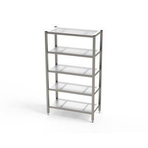 Scaffale in acciaio inox per sala bianca, 5 livelli di stoccaggio, con fondi perforati, 1200 x 500 x 1750 mm - Product Image 1