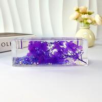 Lámpara Nocturna Rectangular Creativa Flowstone, Adornos Acrílicos Artesanales, Impresión UV, Grabado Láser, 14.6x5x4.7cm, para Decoración de Mesa