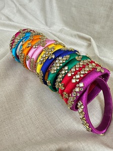 Hilo de seda Kundan brazaletes surtidos Chooda Kada para mujeres Mehandi Haldi Baby Shower Favor Rakshabandhan regalo Varalakshmi Vratham - Product Image 3